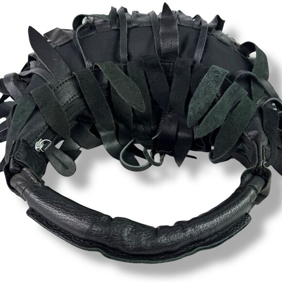 Bohemian Fringe Western Cowgirl Cowboy Rodeo Black Leather Hobo Shoulder Bag - Picture 7 of 12